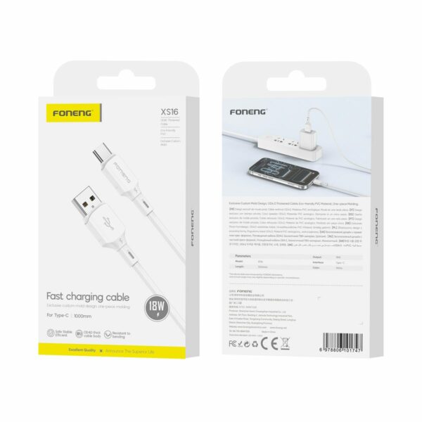 FONENG cable XS16 USB-C 3A 1M White