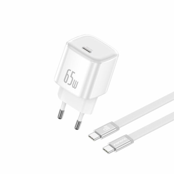 FONENG wall charger MAX41-EU GaN PD 65W 1xUSB-C + cable USB-C - USB-C White